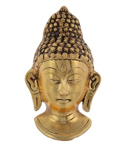 Escultura de Cabeza de Buda en Latón Hecha a Mano, Decoración Zen Asiática para el Hogar, Adorno de Mesa, Pieza de Arte para Sala de Estar, 100% Hecho a Mano - Product Image 1