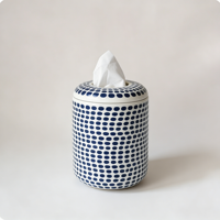 Ensemble d'accessoires de salle de bain en céramique scandinave rétro bleu et blanc à pois, 8 pièces, distributeur de savon, porte-brosse de toilette, poubelle