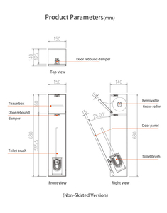 Nicchia Incassata in Acciaio Inox 304 2-in-1 con Portascopino e <span class=keywords><strong>Dispenser</strong></span> Carta Igienica Nascosti, Mobile <span class=keywords><strong>da</strong></span> Bagno a Parete - Product Image 6