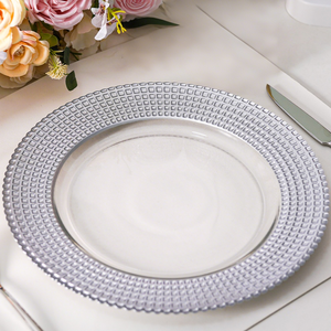 أطباق زجاجية بتصميمات جديدة رائجة وأطباق تقديم زجاجية بحافة فضية، أدوات مائدة للمطاعم وحفلات الزفاف بألوان قابلة للتخصيص - Product Image 5