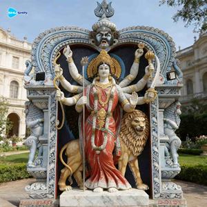 Estátua de Mármore de Durga Maa Makrana em Tamanho Real para Exterior, Escultura de Pedra de Deusa Indiana, Estátuas de Deuses Indianos, Escultura de Laxmi - Product Image 1