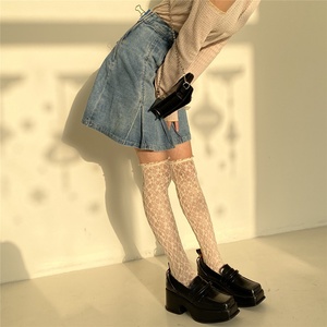 Calcetines PATTKIN Transpirables de Verano, Finos, con Encaje, Estilo Edgy/Cute, Altos, por Encima de la Rodilla, Calentadores de Piernas, Estilo Hyun-A - Product Image 3