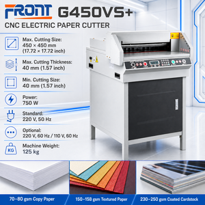 เครื่องตัด<span class=keywords><strong>กระดาษ</strong></span>ไฟฟ้าอัตโนมัติ G450VS+ สำหรับ<span class=keywords><strong>งาน</strong></span>สำนักงาน เครื่องตัด<span class=keywords><strong>กระดาษ</strong></span>แบบกิลโยติน 450 แผ่น พร้อมราคาโรง<span class=keywords><strong>งาน</strong></span> - Product Image 1