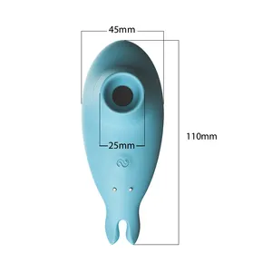 Requin bleu étanche en silicone souple mini 7 modes poche de succion mini clitoris et mamelon jouets sexuels vibrants pour fille