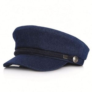 Gorra de Cadete de Tela Vaquera con Parte Superior Plana para Niños - Product Image 1