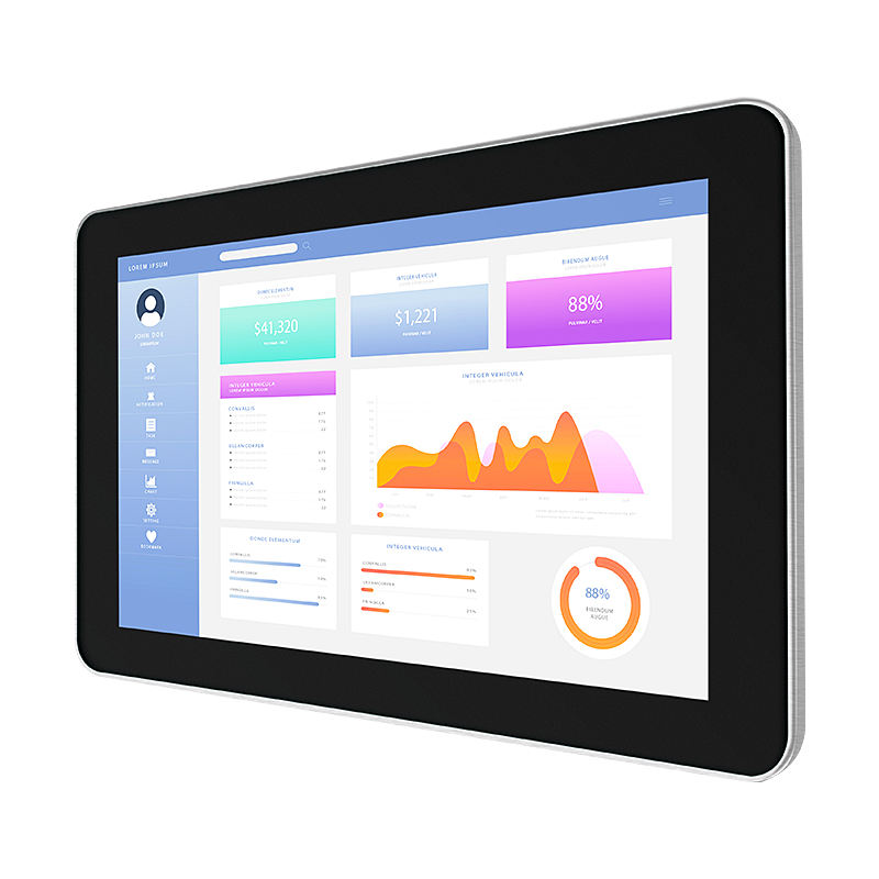 8" Aluminum Frame Mini Industrial EETI VGA AU HD TFT LCD Monitor PCAP Capacitive Touch Screen USB LED Backlight Wall Mount 4:3