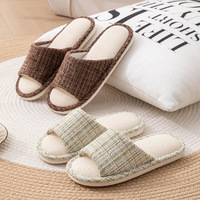 Nouvelles pantoufles pour femmes et hommes, style japonais, en lin, printemps/automne/été, intérieur, silencieuses, antidérapantes, chaussures de couple
