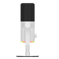 Microphone dynamique professionnel BKX-43 blanc avec éclairage RGB, cardioïde USB/XLR pour podcast, jeux et diffusion en direct
