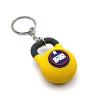 Prêt à expédier porte-clés d'équipement de sport de gymnastique 3D Mini porte-clés en caoutchouc de forme physique porte-clés Ketlletbell