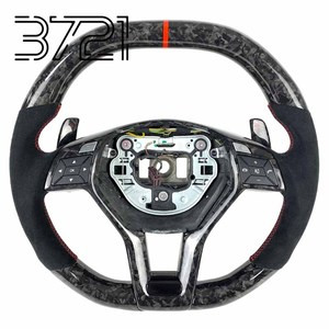Volante de carreras de cuero y fibra de carbono de 3 radios con levas de cambio para Mercedes Benz W204 CLS63 E550 AMG R231 SL SLK350 - Product Image 1