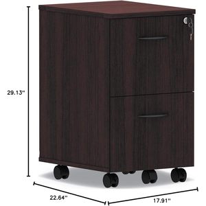 Alera Valencia Series Mobile Pedestal 2 Legal/Letter-Size <b>File</b> Drawers Mahogany Finish 15.38\" X 20\" X 26.63\" - Product Image 3