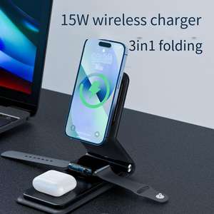 Nouvelle invention 2026, <span class=keywords><strong>chargeur</strong></span> sans fil multi-appareils 3 en 1, support pliable, station de charge rapide pour téléphone, montre, écouteurs - Product Image 3