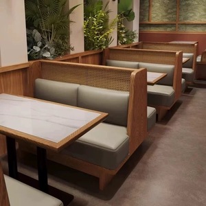 Juego de Mesa y Sillas de Madera Maciza para Restaurante, Diseño Moderno, Asientos de Cabina para Uso Comercial en Cafeterías y Restaurantes, Venta al Por Mayor de Fábrica - Product Image 3
