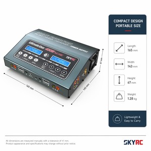 Chargeur-déchargeur intelligent SkyRC D400 Ultimate <span class=keywords><strong>Duo</strong></span> 400W AC/<span class=keywords><strong>DC</strong></span> à double entrée 20A pour batterie LiPo 1-6S - Product Image 3