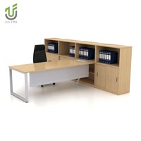 Bureau de direction moderne blanc en L avec bureau flottant, meuble de rangement latéral intégré, montage facile, construction durable