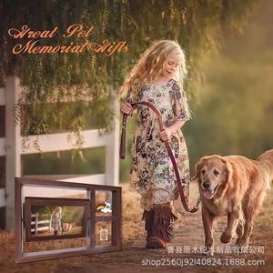 Wooden Rotating Pet Photo <b>Frame</b> Double Side Rectangular Handmade Tabletop For Cats Dogs Growth Commemorative Display - Product Image 1