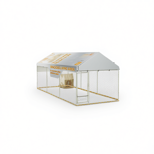 Caseta para Perros, Casa para Mascotas de Metal, para Exteriores, para Razas Grandes, Duradera, con Techo Elevable, de Plástico, para Todas las Estaciones, Rectangular, Estilo Simple - Product Image 1