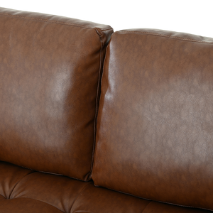 Canapé convertible 3 places Mirod Mid-Modern en cuir PU, design capitonné, pieds en bois massif, 2 coussins décoratifs, confortable - Product Image 5