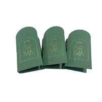 Carte d'échantillon de parfum en forme unique, couleur verte, impression dorée mate, flacon de 2ml/3ml/5ml/10ml, petits flacons d'échantillons de parfum