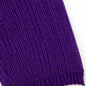Cardigan tricoté pour femme Omiga Fraternity violet, rayures brodées dorées, manches longues, col en V, coupe classique, 100% coton - Product Image 5