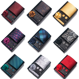 Juego de <span class=keywords><strong>corbata</strong></span> Jacquard formal con logotipo personalizado para hombre, broche de pañuelo, gemelos, estilo de negocios, juego de <span class=keywords><strong>corbata</strong></span> de poliéster con caja de regalo - Product Image 1