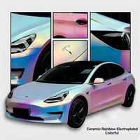 Großhandel TOPCAR HC-5005 Regenbogen-Chrom-Rosa 7,5mil Auto-Folierung 2 Jahre Garantie Eine Ganze Rolle 1,35x18M Fabrik-Autoaufkleber
