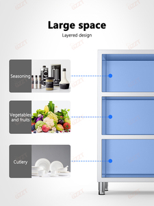 Puertas abatibles Utensilios de cocina Casillero con solapa superior Muebles de cocina de acero inoxidable Gabinetes de cocina modernos Armarios Cajón Cesta - Product Image 5