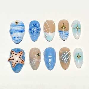 Uñas Postizas <span class=keywords><strong>de</strong></span> Diseño Moderno Muhaha, Elementos Creativos <span class=keywords><strong>de</strong></span> Vacaciones en la Playa, Diseños Florales Esculpidos a Mano - Product Image 2