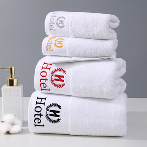 Serviettes d'hôtel blanches en pur coton, absorbantes, sans peluches, pour hôtels classés étoiles, personnalisation possible - Product Image 1