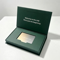 Cofanetto di Presentazione per Carte con Coperchio a Ribalta in Malachite Falcon, Stampa Messaggio di Benvenuto, Logo Personalizzato, Scatola di Carta di Lusso per Carte di Credito VIP Hotel