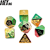 Set Dadu DND 7 Buah 16mm Langsung dari Pabrik, Dadu Polihedral Akrilik Berlapis Elektro untuk Permainan Papan RPG, Grosir Kustom OEM