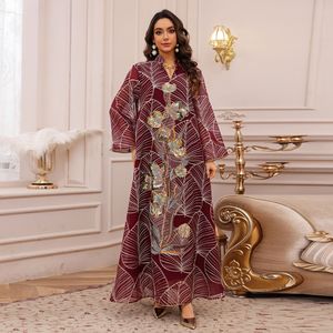 Ramadan Abayas Phụ Nữ Thanh Lịch Hồi Giáo Thêu Lưới Váy Dubai Abaya Thổ Nhĩ Kỳ Hồi Giáo Quần Áo Ma-rốc Jalabiya - Product Image 4
