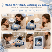 Mainan Boneka AI Blue Plush Klasik Topi Tinggi LED Mata Ekspresif Sentuh Suara Feedback Memori Jangka Panjang Multi-Peran Multibahasa Hadiah