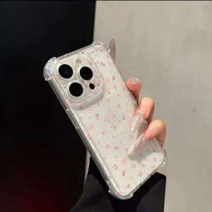 เคสโทรศัพท์แบบเต็มจอ ลายดอกไม้เล็กๆ วิบวับ สำหรับ iPhone 17 Pro Max ใช้ได้กับ iPhone 14/15, iPhone 13 แบบเต็มตัว 12 แบบนิ่ม - Product Image 1