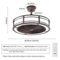 Ventilateur de plafond avec lumière D047, avec télécommande, 23 pouces, 3 couleurs, ventilateur de plafond en cristal, ventilateurs de plafond personnalisés avec lumières
