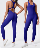 Combinaisons de yoga pour femmes Slim Gym One Piece Windproof Breathable Yoga Onesie Running Workout Ribbed Sport Jumpsuits
