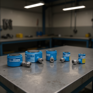 Vérins hydrauliques à simple effet Ttake, ligne compacte, bleus, usage industriel - Product Image 3
