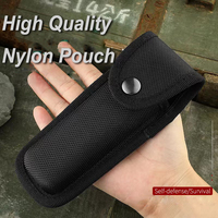 Bochen noir couleur couteau pliant sac pochette étui gaine Nylon ceinture boucle poche transporter stockage lampe de poche support taille Pack