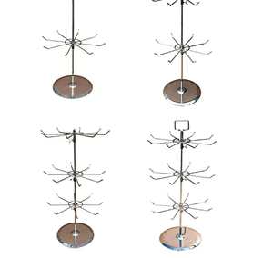 Support d'exposition en acier inoxydable métallisé chromé, 2 <span class=keywords><strong>étagère</strong></span>s, autoportant, couleur argent - Product Image 1