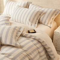 Parure de lit en coton et lin, motif géométrique, style simple, 4 pièces, drap respirant et durable, imprimé réactif double face