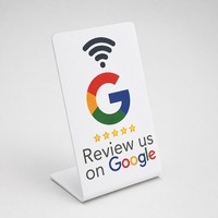 Support en acrylique NFC avec logo personnalisé pour les avis Google et les commandes de restaurant - Carte d'avis Google à étiquette blanche