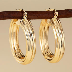 Mayor Gold Plated <b>Hoop</b> <b>Earrings</b> 18K Alloy Unisex Trendy <b>Fashion</b> Jewelry - Product Image 4