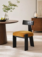 Chaise de salle à manger moderne JP en velours jaune moutarde, assise rembourrée, pieds en bois massif pour salle à manger, hôtel