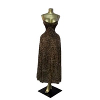 Robe longue moulante sexy à imprimé léopard et bretelles fines, nouvelle collection été 2026 pour femmes, style Europe et Amérique