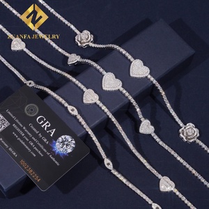 Collar de Cadena de Tenis con Moissanita de Alta Calidad, Colección de Joyería Fina, Plata 925, Cadena de Tenis con Flores y Corazones con Incrustaciones de Moissanita VVS - Product Image 2