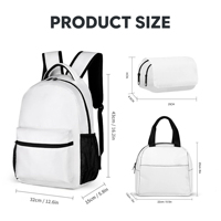 Kit Sac à Dos Géométrique Oreilles de Chat 3 Pièces pour Enfants, Ensemble Sac d'École avec Fermeture Éclair, Sac Bandoulière Écologique Imperméable et Trousse de Papeterie
