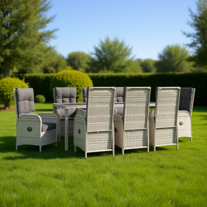 Conjunto de Comedor de Jardín de Ratán Gris para 6 Personas, Muebles de Exterior Resistentes a la Intemperie, Diseño Contemporáneo - Product Image 2