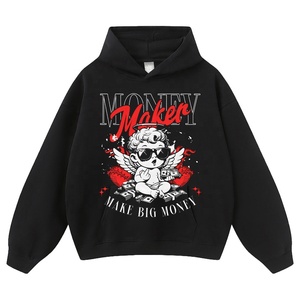 <span class=keywords><strong>Felpa</strong></span> con Cappuccio Personalizzata con Stampa Effetto Usurato, Stampa Occhiali da Sole e Angelo, Scritta con Caratteri, Vestibilità Ampia, Lavaggio Acido - Product Image 3