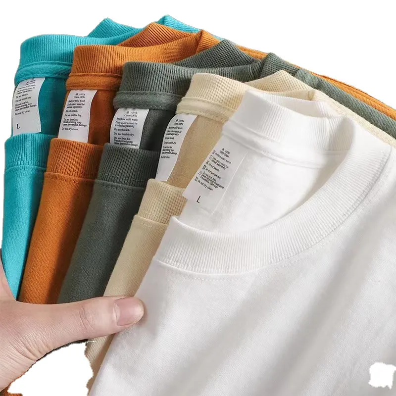 Camisetas de marca a granel para hombre, camisetas con estampado de pantalla de seda de color sólido 100% algodón original