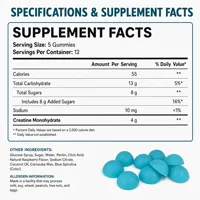 Gomitas de Creatina 4G, Sabor Frambuesa Azul, 60 Unidades, Crecimiento y Recuperación Muscular, Vegano, OEM ODM